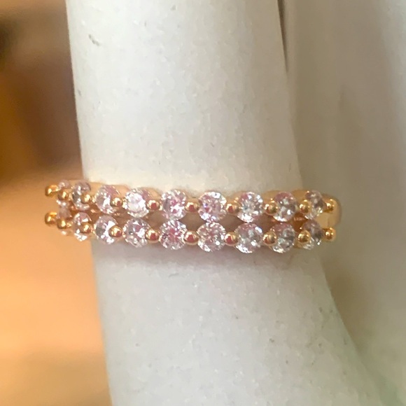 NEW HIGH END 18k Rose Gold Plated Anniversary Ring FauxDiamonds Stackable 8 #7
